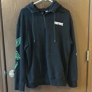 Fortnite Black Hoodie with Neon Green Sleeve Design